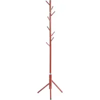 Haku Garderobenständer , 8 Haken mit jeweils 5 kg Tragkraft, Ø 480 x H 1730 mm, Stahlrohr lackiert, rot
