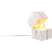 TRIO Kleine Holzwürfel Tischleuchte Weiß, Höhe 16cm