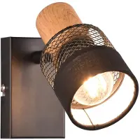 TRIO Spot Nandini E14 schwarz, Metall, Holz