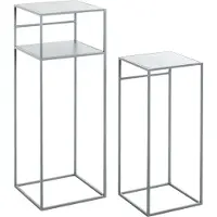 Haku Beistelltisch-Set, 2er, quadratisch, B 260/300 x T 260/300 x H 630/850 mm, Stahlrohr/Metall pulverbeschichtet, grau