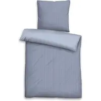 Biberna Mako-Satin Bettwäsche Feine Streifen Größe 135x200 cm 80x80 cm blau