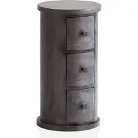Wohnling Design Sideboard Mango Massivholz Schwarz 34x65x34 cm Schränkchen mit 3 Schubladen Schmaler Beistellschrank Massiv Mini Kommode Rund