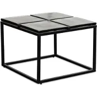 Wohnling Couchtisch Glas Metall 58x58x43,5 cm Sofatisch Schwarz Wohnzimmertisch Quadratisch Kleiner Kaffeetisch Modern Beistelltisch Anstelltisch