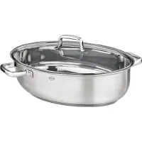 Rösle "Edelstahlbräter oval mit Glasdeckel induktionsgeeignet 41x32cm 130456"