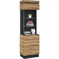 Wójcik Vitrine Savoca , holzfarben , Maße (cm): B: 60 H: 201 T: 40.0