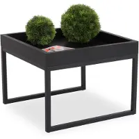 M2 Couchtisch Dublin 1 aus massiver Kernbuche, schwarz, Metallgestell, 49x36x49cm