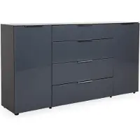 Die Möbelfundgrube Sideboard 4 Schubladen - anthrazit - Glasfront - 180 cm - SANTORIN