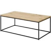 OTTO Couchtisch THOR 110x60 cm Eiche massiv - Vierkantgestell Metall schwarz - Holzplatte Eiche massiv - braun - Länge 110 cm - Höhe 40 cm - Breite 60 cm