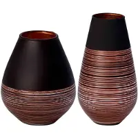 Villeroy & Boch Dekovase "Vasen-Set Soliflor Manufacture Swirl 2er Set schwarz-kupfer", bunt (schwarz, kupfer), B:2cm H:2cm T:2cm, Vasen, Dekovase