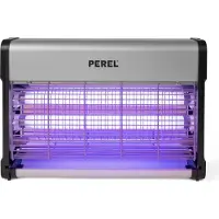 Perel - Insektenvernichter - Elektrisch - Spanngitter 2800 V - Herausnehmbare Auffangschale - 80 m² - Metall - Silber/Schwarz