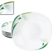 MamboCat 6x White Calla Suppenteller 450ml Porzellan 6 Pers. tiefe Teller Pasta Blume