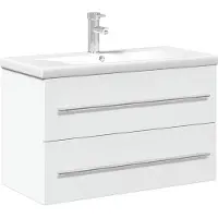 vidaXL Waschbeckenunterschrank mit Einbaubecken Weiß