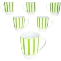 MamboCat Split grün 6er Set Kaffeebecher 300ml Porzellan-Tasse 6 Pers Streifen Tee Kakao