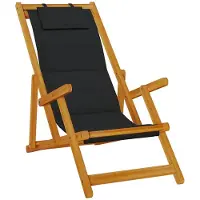vidaXL Strandstuhl mit Armlehnen Klappbar Schwarz Akazie Textilene