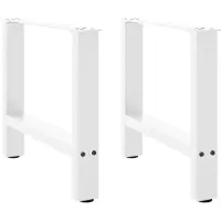 vidaXL Couchtischbeine Weiß 2 Stk. 50x(42-43) cm Stahl