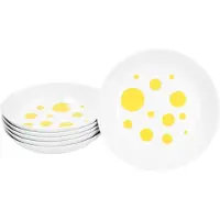 MamboCat Pula gelb 6er Set Suppenteller 450ml Porzellan 6 Pers. tiefe Teller Pasta Punkte