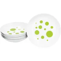 MamboCat Pula grün 6er Set Suppenteller 450ml Porzellan 6 Pers. tiefe Teller Pasta Punkte
