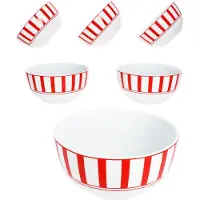 MamboCat Split rot 6x Müsli-Schale Ø14cm 400ml Porzellan 6 Pers Dessert-Schüssel Streifen