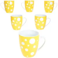 MamboCat Pula gelb 6er Set Kaffeebecher 300ml Porzellan-Tasse 6 Pers. Punkte Tee Kakao