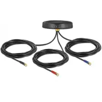 DeLOCK Multiband LTE UMTS GSM GNSS Antenne 3 x SMA Stecker omnidirektional Dachmontage schwarz outdoor