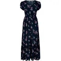 Apricot Maxikleid "Maxi-Sommerkleid" mit bestickter Bordüre