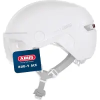 ABUS Stadthelm HUD-Y ACE - stylischer Fahrradhelm mit Visier und magnetischem, aufladbarem LED-Rücklicht - für Damen und Herren - pure white, Größe L (57-61 cm)