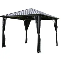 HOME DELUXE - LED Solar Pavillon - AZUR, Maße: 300 x 270 cm - inkl. LED Beleuchtung und Vorhänge, Gestell: Aluminium I Terrassenüberdachung Pergola Sonnenschutz