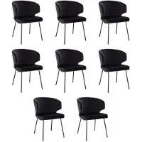 HOME DELUXE - Polsterstuhl AMARA- 8 Stück, Farbe: Samt Schwarz - weiche Polsterung, bis 120 kg belastbar I Küchenstuhl Speisestühle Esszimmerstühle