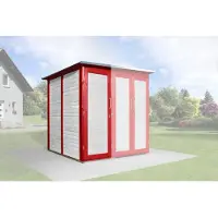 Weka Anbauschrank SaveBike für Garten Q 224x71 cm rot-weiß