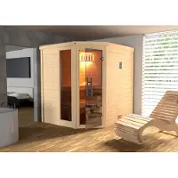Weka Premium-Massivholzsauna 45 mm TURKU 1 GTF Sparset 2 inkl. 7,5 kW BioS-Ofenset und Sauna-Leuchtenset x B x T x H x 195 x 178 x 205