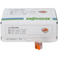 Wago 33346426 WAGO COMPACT-Verbindungsdosenklemme, mit Hebel, max. 4mm2, 2 Leiter, Profi-Pack: 100 stück