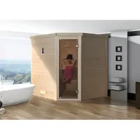 Weka Sauna "Massivholzsauna TURKU 1" Blockbohlen, moderne Ganzglastür