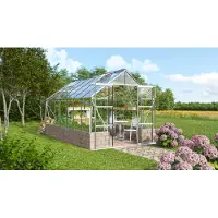 Vitavia Gewächshaus "Cassandra 11500", silber (silberfarben), B:257cm H:248,9cm T:447,5cm, Gewächshäuser, Gewächshaus, Alu-Profile, Trockenmauersteine, 3 mm Sicherheitsglas