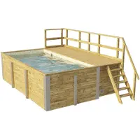Weka Aufstellpool Holzpool-Set 595 rechteckig 490x315x201 cm inkl. Bodenschutzvlies, Filteranlage, Filtersand, Innenausk