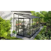 Pergart Vitavia, Aktionsangebot (inkl. 100 Euro Zubehör): Anlehn-Gewächshaus "Ida 7800", schwarz, 7,8 m², 3 mm ESG/6 mm HKP