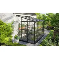 Pergart Vitavia, Aktionsangebot (inkl. 100 Euro Zubehör): Anlehn-Gewächshaus "Ida 5200", schwarz, 5,2 m², 3 mm ESG/6 mm HKP