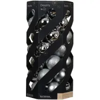 Décoris Bruchsichere Christbaumkugel Silber 6 cm 35 Stück