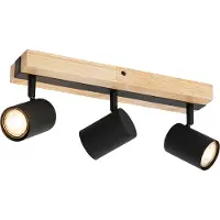 QAZQA Smarter Deckenstrahler schwarz mit Holz 3-flammig dreh- und schwenkbar inkl. Wifi GU10 50mm - Jeana
