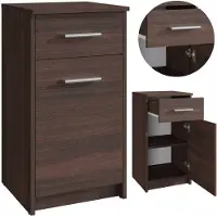 Matkam Regal 1D1S B40 x H75 x T35 cm, 1 x Schublade und 1 x Fach mit Tür, ideal für Büro, Diele´, Wohnzimmer, Jugend- oder Kinderzimmer (Wenge)