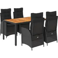 vidaXL 5-tlg. Garten-Essgruppe mit Kissen Schwarz Poly Rattan