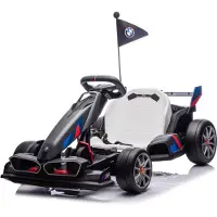 Vrooomy BMW Kinder Elektro Go-Kart 24V (5–12 Jahre) – Offiziell Lizenziert, mit Driftfunktion, Sicherheitsgurt & 2x 200W Motoren – Elektro GoKart Kinder – Grau