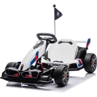 Vrooomy BMW Kinder Elektro Go-Kart 24V (5–12 Jahre) – Offiziell Lizenziert, mit Driftfunktion, Sicherheitsgurt & 2x 200W Motoren – Elektro GoKart Kinder – Weiß