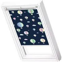 Velux Verdunklungsrollo "DKL 4666SWL, Motiv: Kids Heißluftballon" verdunkelnd ohne Bohren in Führungsschienen weiße Führungsschienen & Griffleiste