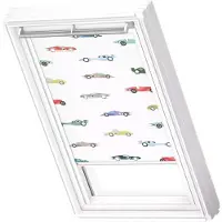 Velux Verdunkelungsrollo Kids Rennautos manuell Rahmen weiß DKL PK10 4654SWL