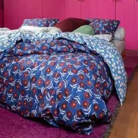 Essenza Bettwäsche Blooming Ballet Marine Blue Bio-Baumwollperkal-135 x 200 cm