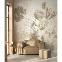 Kek Amsterdam Fresco Flowers Tapete FU-060 - 194,8x280cm gold/weiß