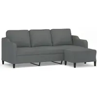 vidaXL 3-Sitzer-Sofa mit Hocker Dunkelgrau 180 cm Stoff