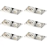 QAZQA - Modern Set mit 6 Einbaustrahlern weiß GU10 70mm 2-flammig Trimless - Oneon I Wohnzimmer I Schlafzimmer - Stahl Rechteckig - LED geeignet GU10