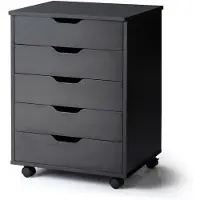 Coast Cabinet - Auf Rädern - 5 Schubladen - Holzmaterial - 49,5 x 41 x 66,5 cm - Schwarz