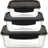 Unyqoos Glas-Vorratsdosen 3er-Set (Borosilikatglas) quadratisch – 630/1000/2000 ml, ofen- & mikrowellenfest bis 400 °C, kühlschrank- & gefriergeeignet, spülmaschinenfest